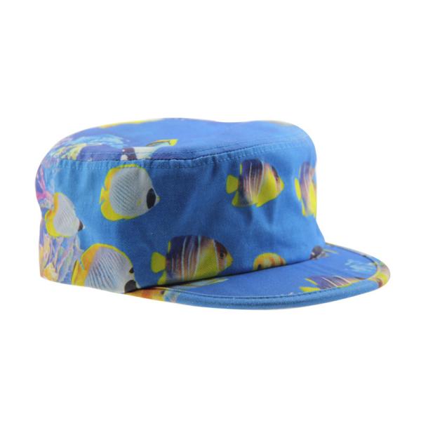 Fashionable Printing Mens Canvas Cadet Hats Military Street Cap Flat Embroidery