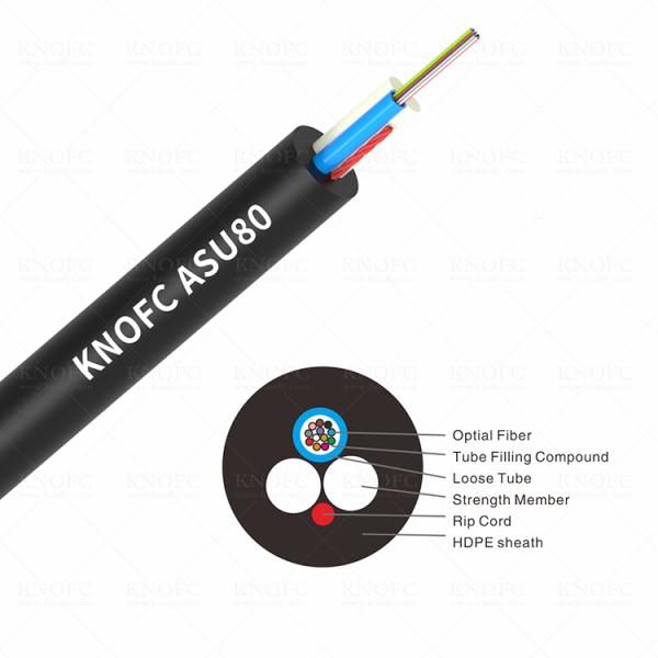 ASU80 Cabo 12 Core G652D Aerial Non Metallic Fiber Optic Cable