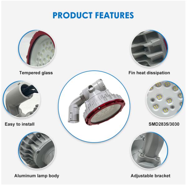 100-110 мм светодиодные взрывозащитные осветительные устройства 8 мм Атекс светильники закаленное стекло