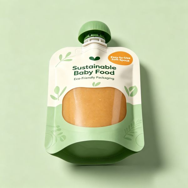 Eco-Friendly Baby Food Pouch with Clear Window - 100% Compostable Sustainable Spout Packaging for Organic Purees