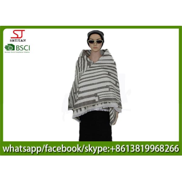 239g 145*135cm 100%Acrylic Woven Houndstooth Jacquard Poncho hot sale new style  keep warm fashion sallow grid scarf