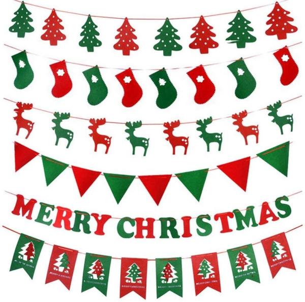 Home Decoration Merry Christmas Party Crafts Felt Banner Flag Customized Size