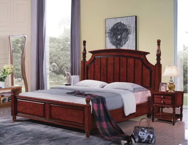 Tall headboard $200/set Walnut painting Rubber Wood Bedroom Furniture set in Pine bedboard