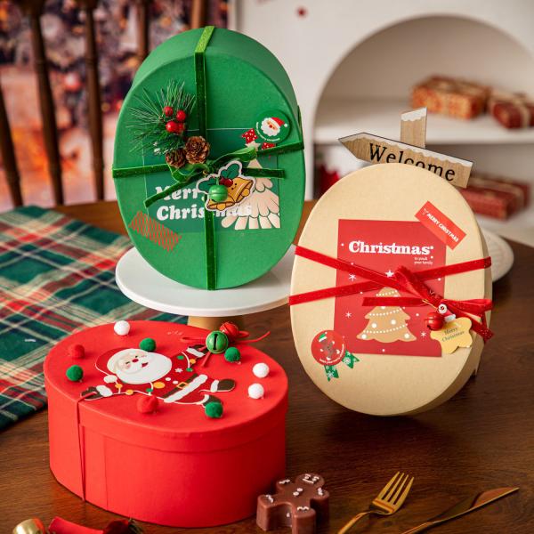 Christmas Oval Cookie Candy Gift Box Set Premium Handmade Pastry Packaging