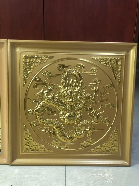 600x600mm Aluminum Metal Ceiling 3D Temple Board Gold Foil Buddha Hall Lotus