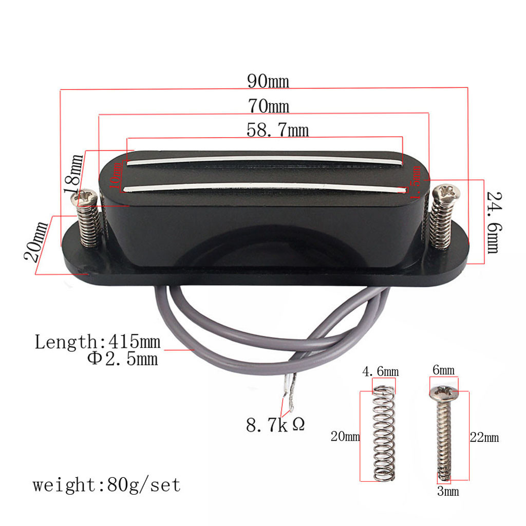 8.7K постоянное сопротивление мандолина Humbucker предварительно проводный двойной катушки черный крышка