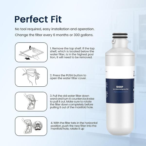 Household LT1000PC Replacement Water Filter 3 Pack for MDJ64844601 ADQ747935 ADQ74793504
