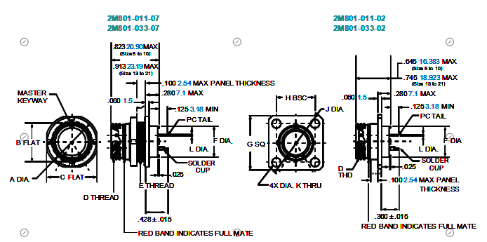 2M801-011-07NF6-6EB 2M Series Micro Miniature Circular Connector