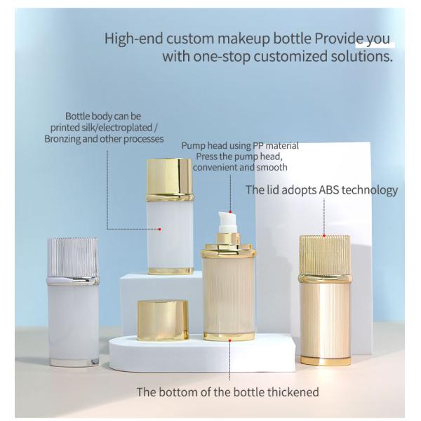 Embalaje de aceite esencial acrílico botellas de 30 ml 50 ml botellas de spray de plástico para protector solar / esencia / crema para bebés