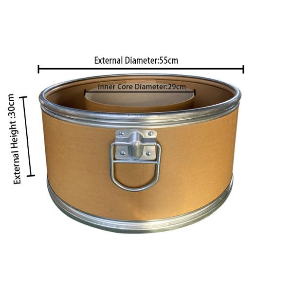 55cm Fiber Cable Drum Paperboard Barrel Steel Lid Fiber Shipping Barrels For Automatic Wire Cutting