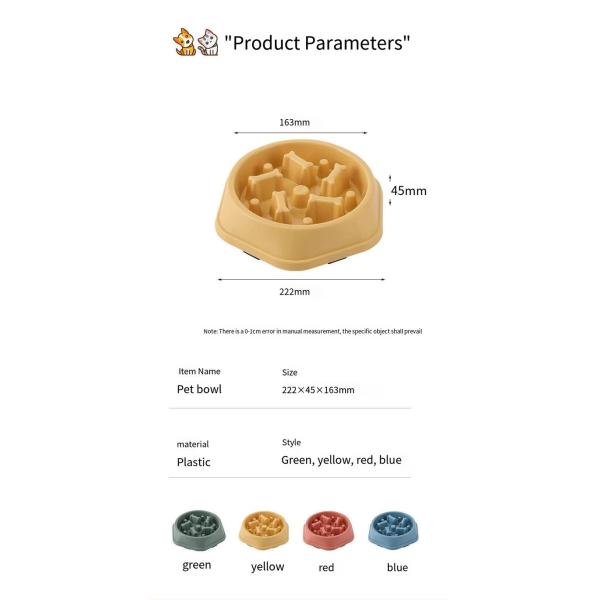 Собаки и кошки Пластиковая чаша для медленного питания - это антизадыхающаяся и быстро глотающаяся костная модель для домашних животных