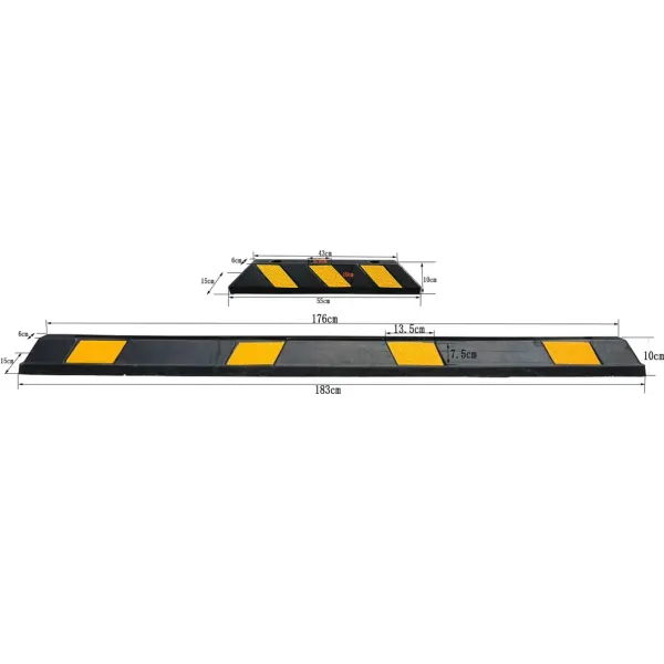 183cm Rubber Wheel Stopper with Reflective Strips for Easy Installation Parking Curb