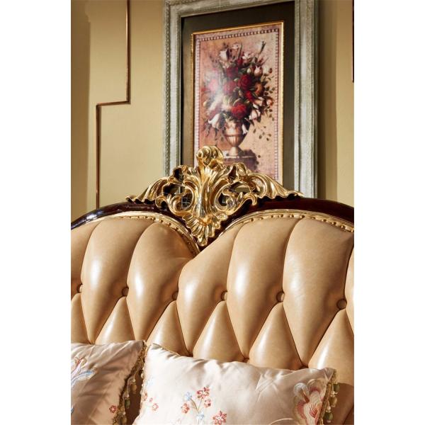 Living Room Luxury Wooden Frame Leather Sofa Set