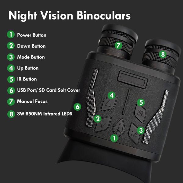 NV980 Night Vision Digital Infrared Binoculars Camera HD LED CMOS Sensor 128G SD Card