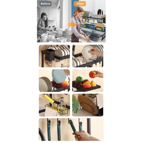 Baking Paint Stainless Steel Over The Sink Drying Rack 650x320x515mm Specification