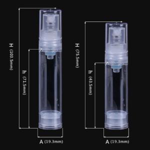 transparent 10ml 5ml Mini Cosmetic Airless Refillable Pump Bottle OEM Brand (MC