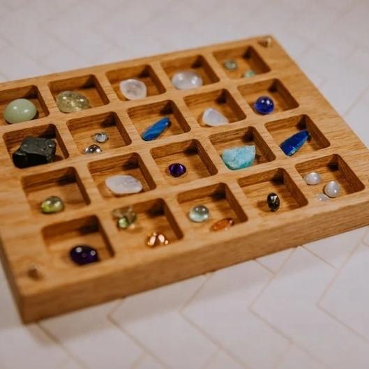 wooden jewelry Tray Gem Stone Tray Crystal Tray  jewelry organizer  Ring