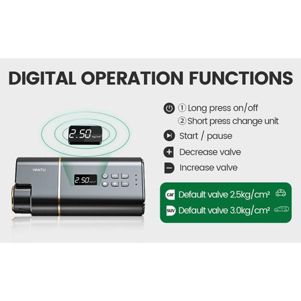 YANTU A31 Portable Cordless Digital Tire Inflator 12V 150PSI for High Pressure Removal