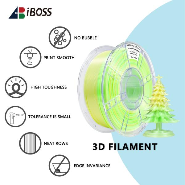 IBOSS High Rigidity PLA+ Filament 1.75mm Gradient Yellow Green White  3D Printing Filament
