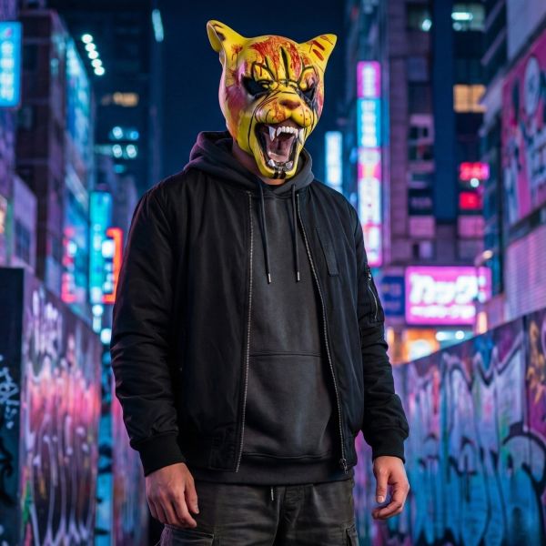 Hotline Cosplay Miami Tiger Tony Mask Breathable Comfortable Design for Adult & Kids Halloween Party Essential Costume Accessory