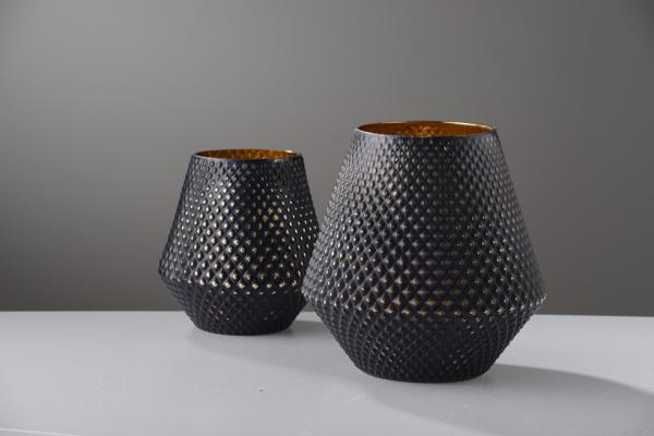 OEM Handmade Round Inside Plating Spray Glass Vase For Decor