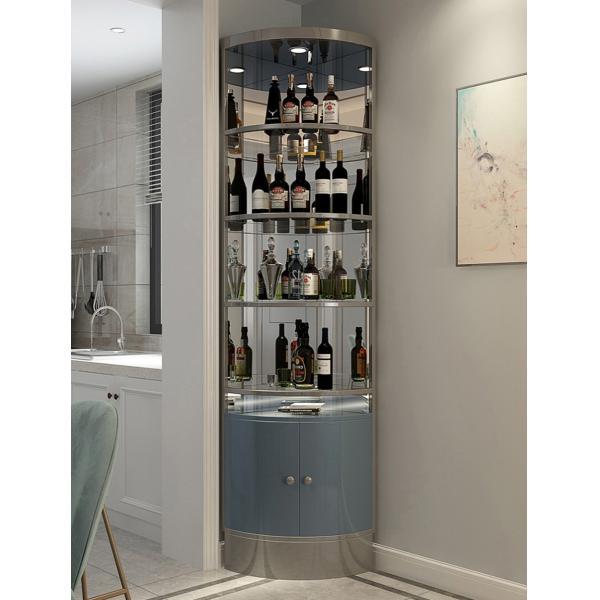 Stainless Steel Metal Frame Modern Wine Display Cabinet For Living Room