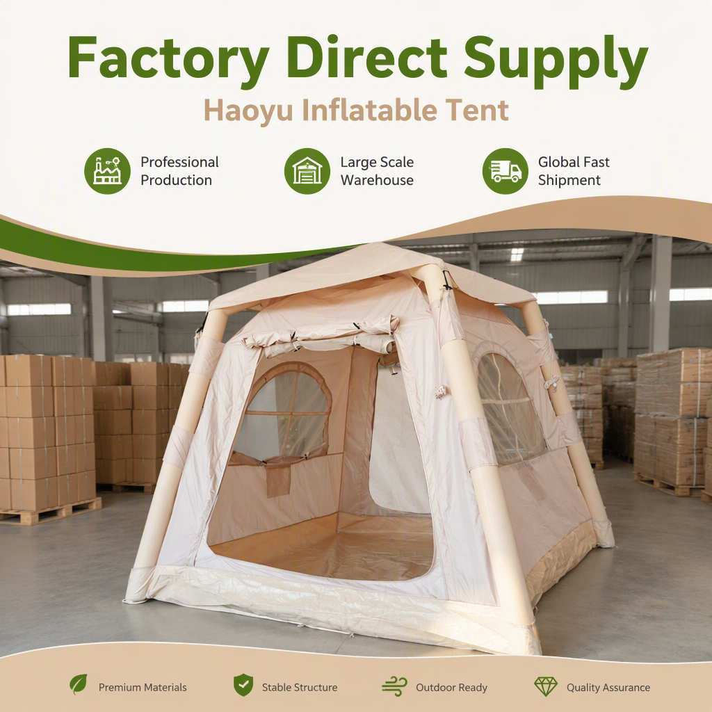 Portable Inflatable Air Tent Foldable Double Layer Rainproof Camping Shelter 4.6 Sq m No Setup Outdoor Overnight Tent