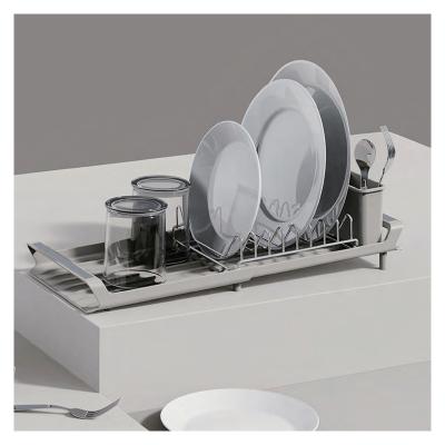 Rack de pratos de cozinha de arame metálico ajustável não dobrável para armazenamento de utensílios sustentáveis