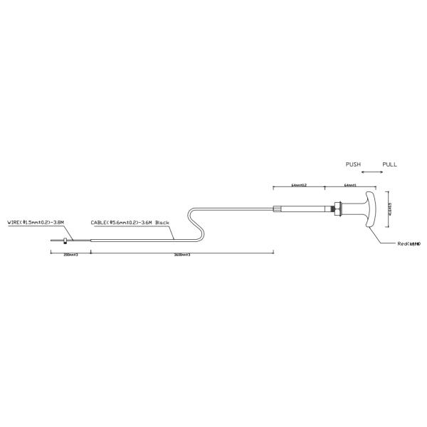 Cutting Punching 3700MM T Handle Control Cable Assembly