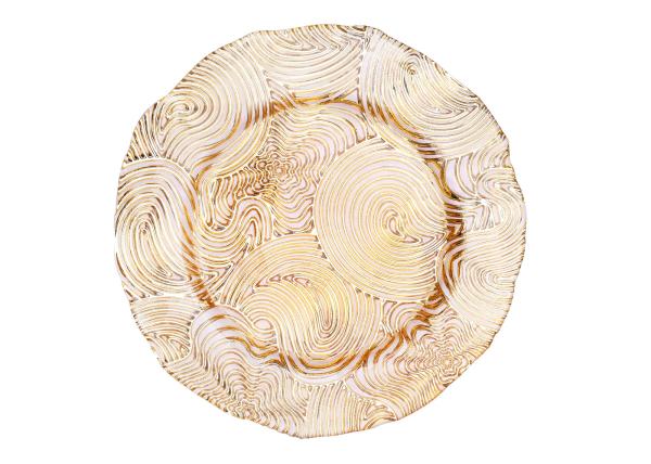 Irregular Vintage Embossed Glass Charger Plates 32cm ODM
