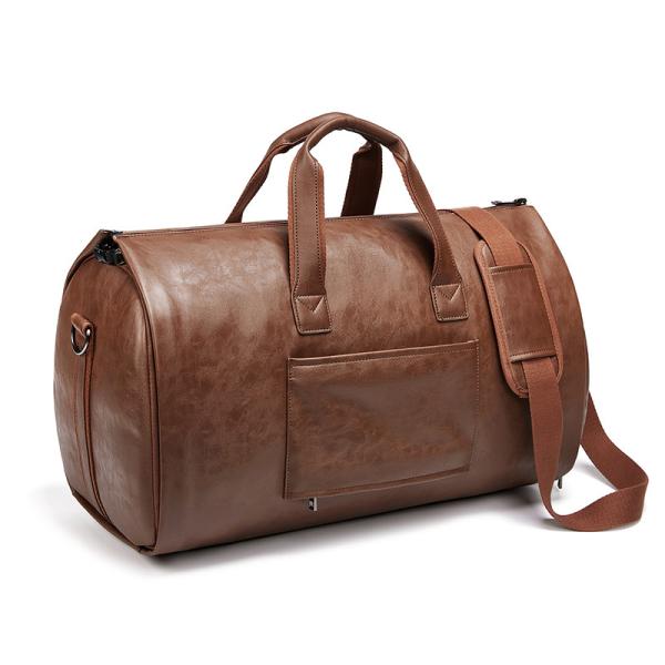 Saco de viagem de couro PU para exterior Marrom com compartimento de calçado separado