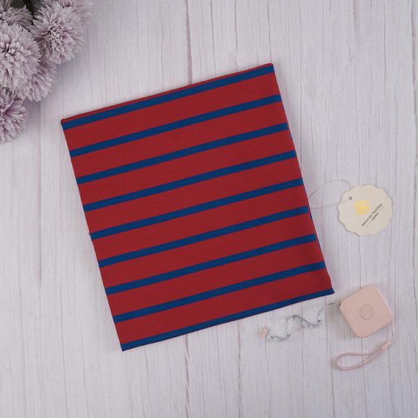 Tejido de rayas azules y rojas francesas de 200 cm de ancho de algodón puro para sudadera