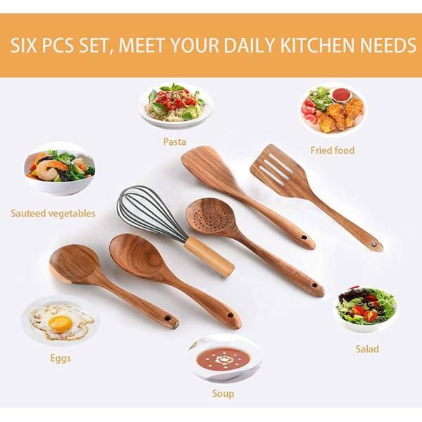 Ручка набора варя утварей древесины Teak кухни не