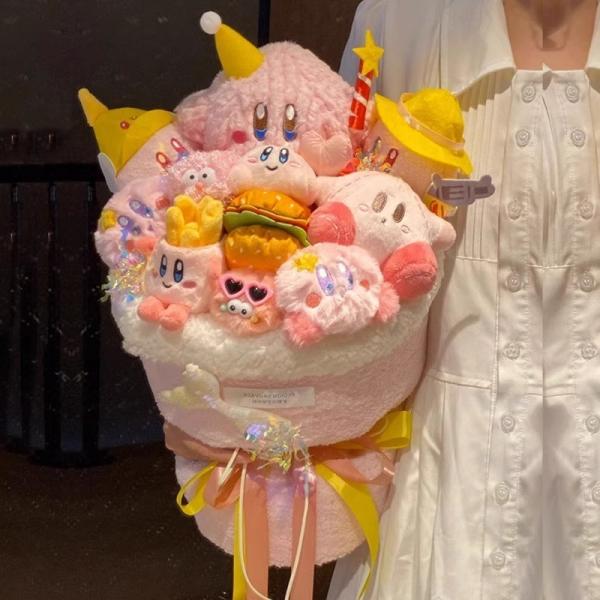 Kirby Plush Flower Bouquet Premium Set regalo para el Día de San Valentín y cumpleaños Lujo regalo de dibujos animados para novia