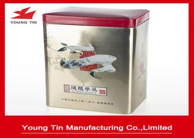 Airtight Rectangular Tea Storage Containers Red And Gold 0.23 MM Safe Recyclable Tinplate