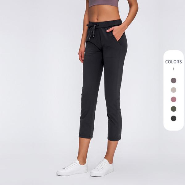 3/4 Length Casual Straight Sweatpants Jogger Pants With Two Side Pocket