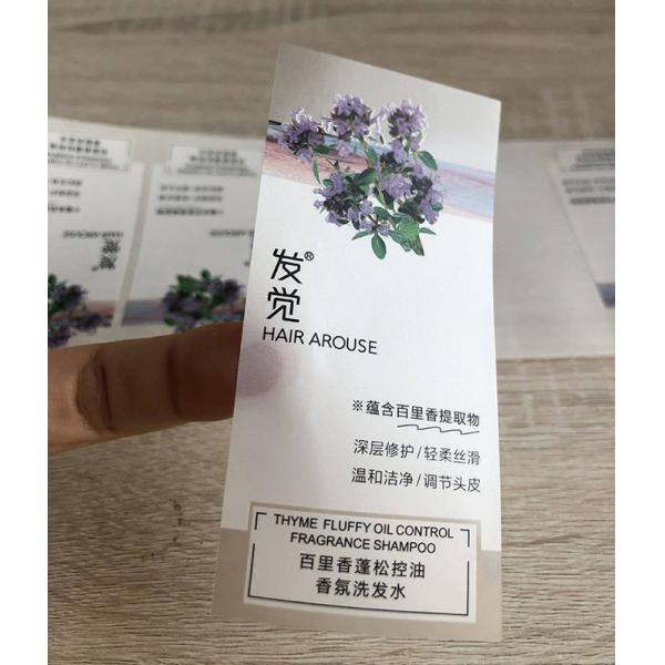 Full color printed waterproof clear vinyl shampoo bottle packaging sticky labels