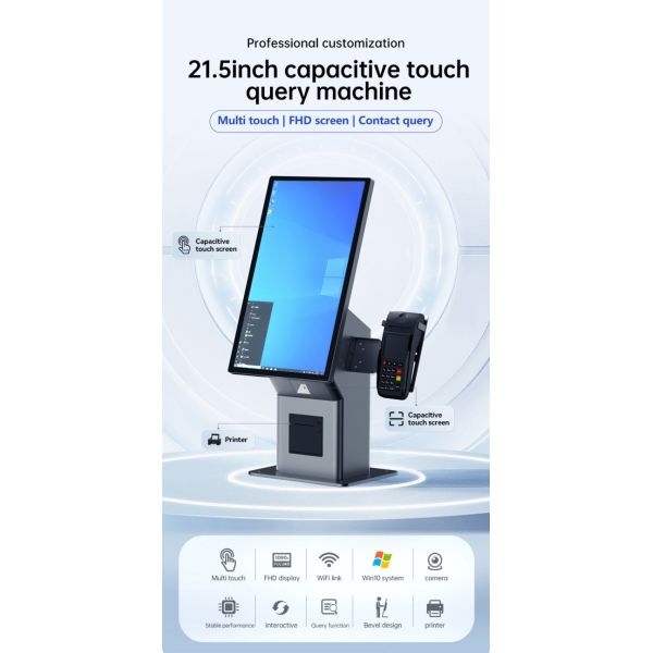 Food Ordering POS Machine System 21.5 Inch Restaurant Ordering Kiosk Touch Screen Windows Self-Ordering Payment Kiosk