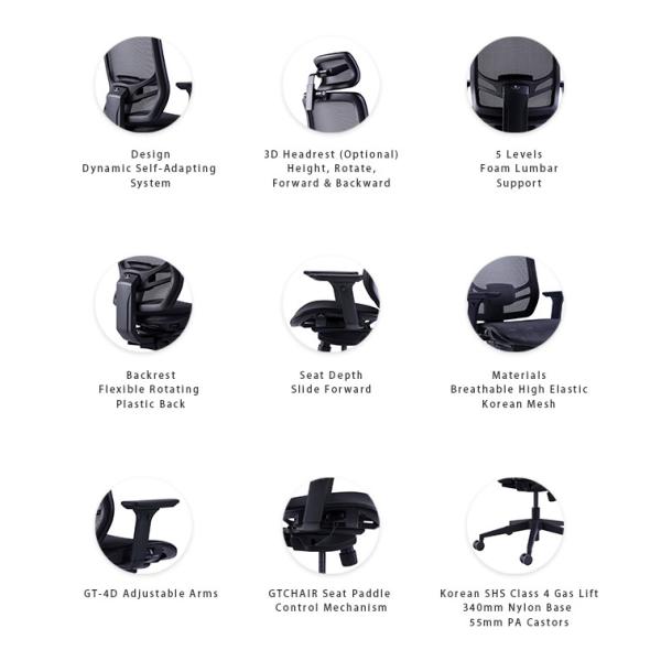 High Strength Black PA Plastic Middle Cost Flexible Office Task Chairs