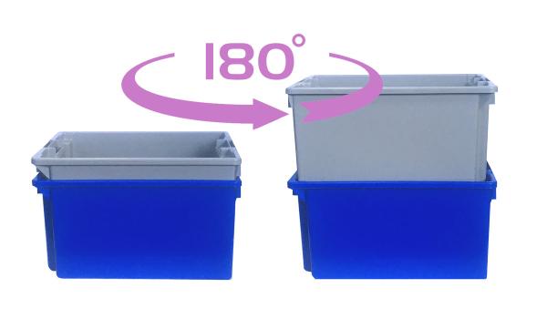 600*395*300mm Caixa de plástico pesado para armazenamento em supermercado empilhável e durável