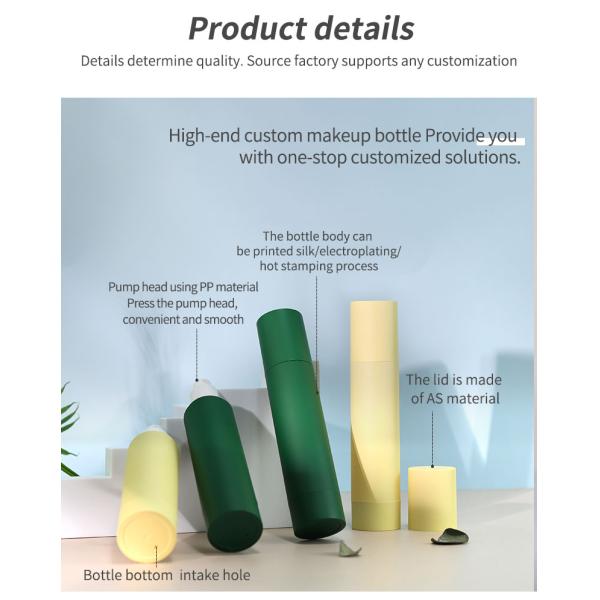 Material AS PCR Laca suave para manos Botella sin aire de 120 ml Cosmético cilindro de vacío Botella de bomba verde mate Botella de loción tonificante