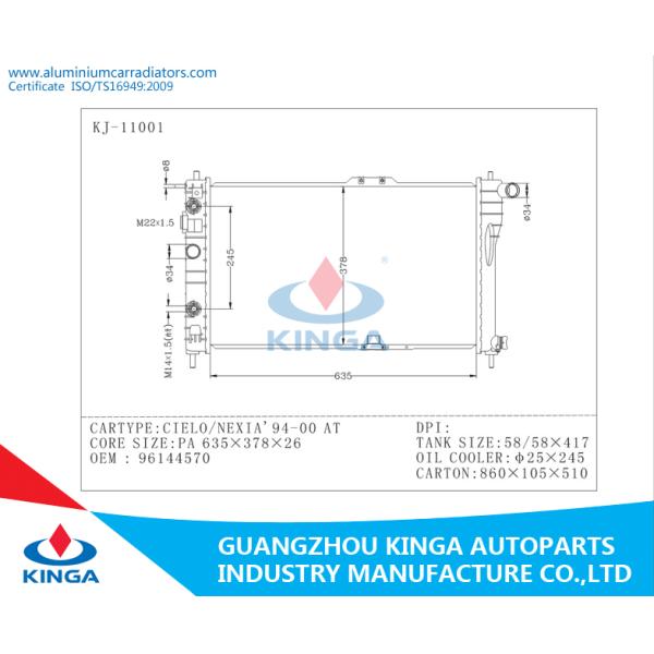 OEM 96144570 Aluminium Car Radiators For Daewoo Cielo / Nexia