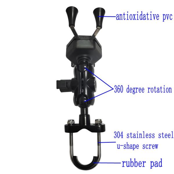 CE Waterproof X Claw Motorcycle Phone Mount 360d Rotable 0.45KG