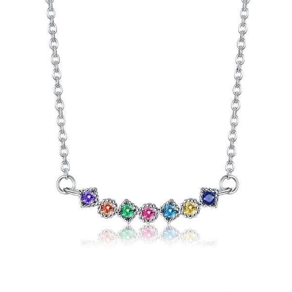 45.5cm 0.07oz Sterling Silver Necklace Chains 5A Cubic Zirconia Mens Necklace