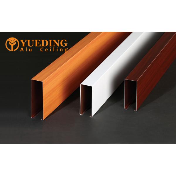 U Baffle Aluminium plafond suspendu Impression de transfert de grains en bois