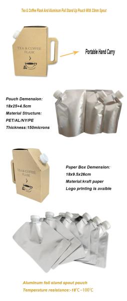 Aluminum Foil Coffee Spout Pouch / Hot Coffee Box Dispenser Coffee Spout Pouch hot Coffee Box Dispenser Coffee Bag