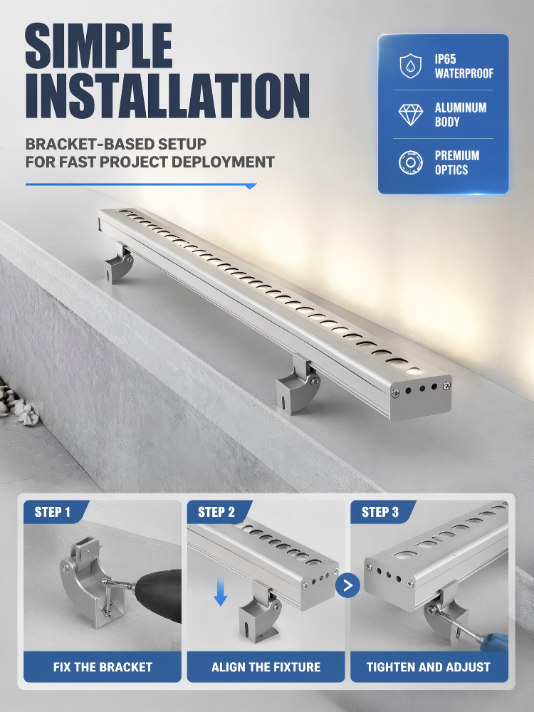 Modern DC24V Linear LED Wall Washer Facade Light For Villas Or City Landscape Projects