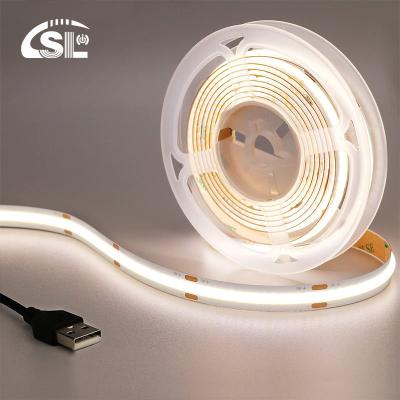 Hotel 5V 8mm 320leds 4000K Natural 1cm um corte IP65 impermeável Electroplate flexível COB Led Strip Light