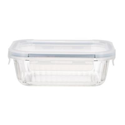 Striped High Borosilicate Glass Food Container with PP Lid