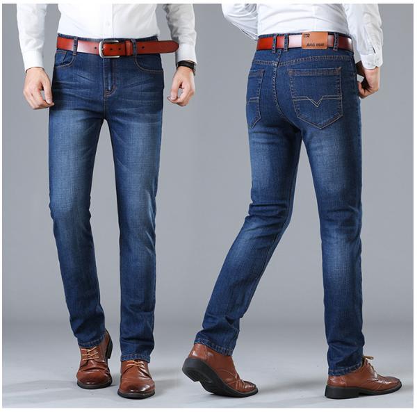 Zipper Fly XMAMLON Stretch Regular Fit Pants Fashion Men's Denim Slim Mid Waist Jeans